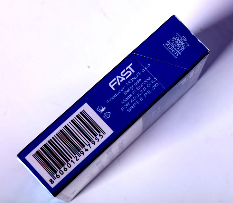 外烟包装口感品鉴:塞尔维亚Monus烟草公司FAST蓝 8mg