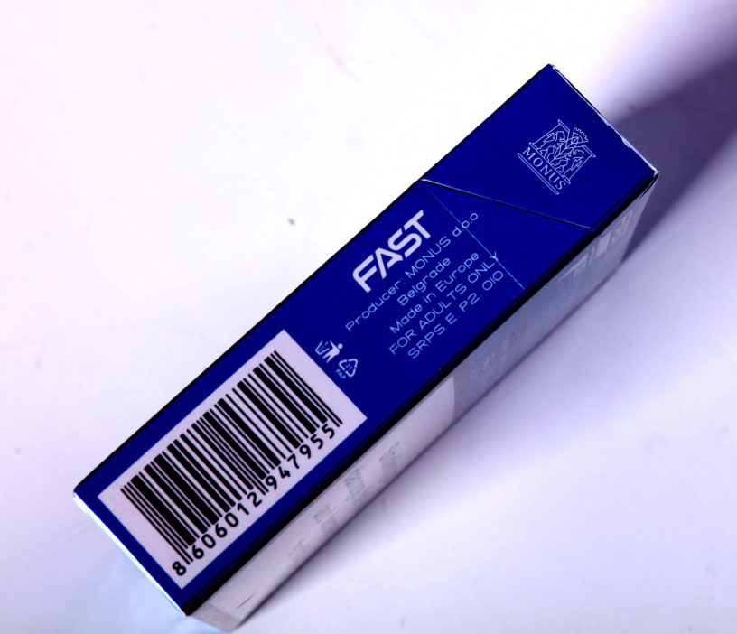 外烟包装口感品鉴:塞尔维亚Monus烟草公司FAST蓝 8mg