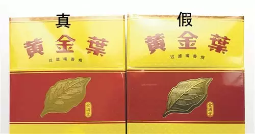 金满堂真假烟对比，真假烟鉴别——“黄金叶”（金满堂）